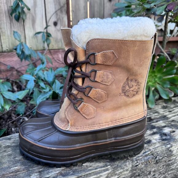 Eddie Bauer Snow Boots Leather Rubber Wool Blend Lined Women's size 7 USA - Picture 3 of 10